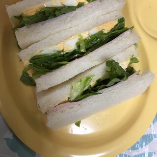 食パン10枚切りで☆ハム玉子サンドイッチ☆